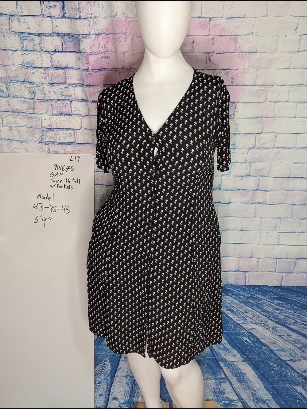 GAP Black Mini Dress with P Dot Pattern
